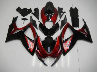 GSXR 600 / 750 K6 2006-2007 Motorrad Verkleidungen & Plastik - Rot Schwarz