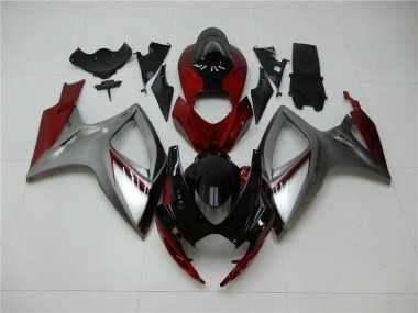 GSXR 600 / 750 K6 2006-2007 Motorrad Verkleidungen - Rot Silber