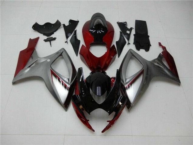 GSXR 600 / 750 K6 2006-2007 Motorrad Verkleidungen - Rot Silber GSXR 600 / 750 K6 2006-2007 Motorrad Verkleidungen - Rot Silber