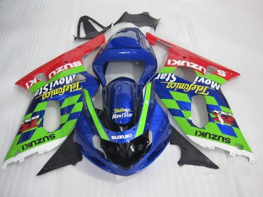 GSXR 600 K1 K2 K3 2001-2003 Motorrad Verkleidungen - BlauGrün Rot Telefumia Movistar