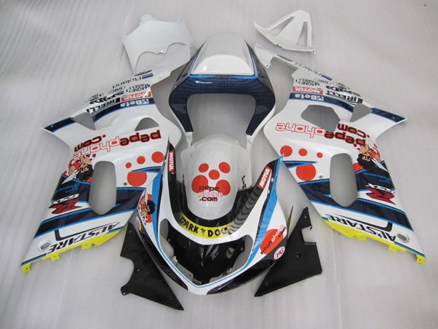 GSXR 600 K1 K2 K3 2001-2003 Motorrad Verkleidungen - Weiß Blau Dunkel Hund GSXR 600 K1 K2 K3 2001-2003 Motorrad Verkleidungen - Weiß Blau Dunkel Hund