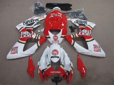 GSXR 600 K6 2006-2007 Motorrad Verkleidungen - Rot Weiß Lucky Strike Motul