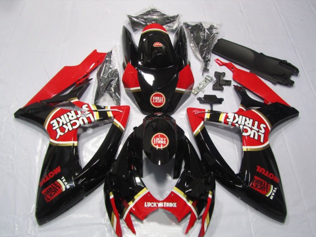 GSXR 600 K6 2006-2007 Motorrad Verkleidungen - Schwarz Rot Lucky Strike Motul GSXR 600 K6 2006-2007 Motorrad Verkleidungen - Schwarz Rot Lucky Strike Motul