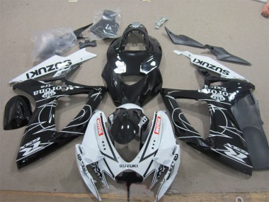 GSXR 600 K6 2006-2007 Motorrad Verkleidungen - Schwarz Weiß Corona Extra Motul