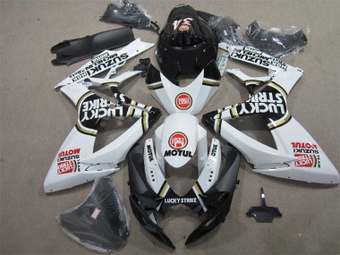 GSXR 600 K6 2006-2007 Motorrad Verkleidungen - Schwarz Weiß Lucky Strike Motul