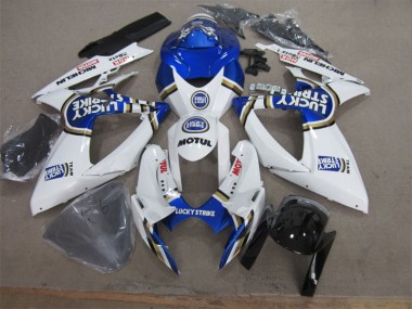 GSXR 600 K6 2006-2007 Motorrad Verkleidungen - Weiß Blau Lucky Strike Motul