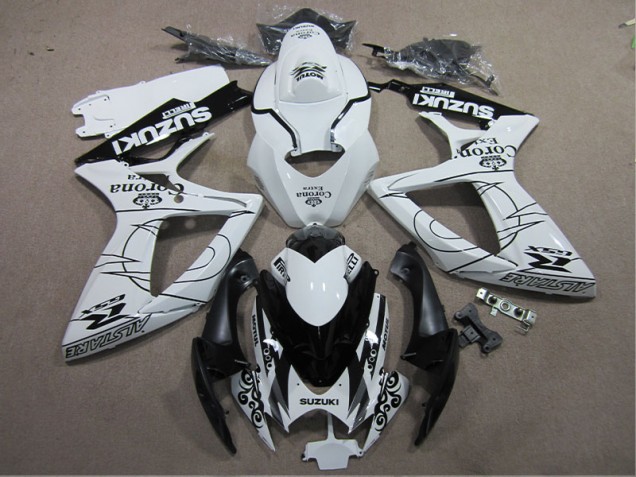 GSXR 600 K6 2006-2007 Motorrad Verkleidungen - Weiß Schwarz Corona Extra GSXR 600 K6 2006-2007 Motorrad Verkleidungen - Weiß Schwarz Corona Extra