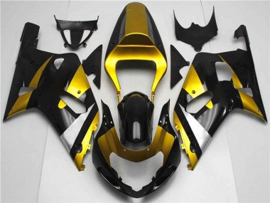 Suzuki GSXR 600/750 Motorrad Verkleidung 2001-2003 - Gold Silber Glanzendes Schwarz