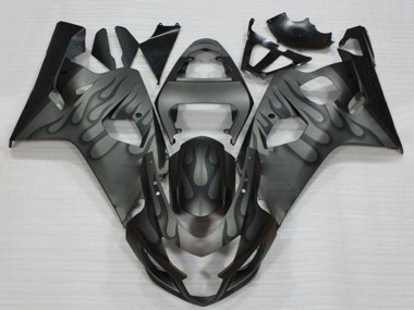 Suzuki GSXR 600/750 Motorrad Verkleidung 2004-2005 - Grau Schwarz Flamme