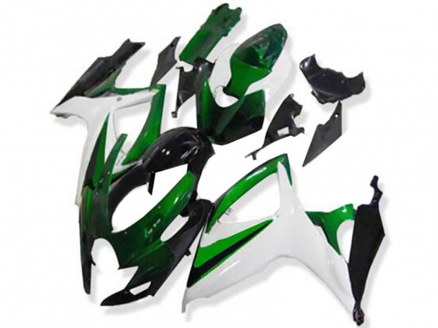 Suzuki GSXR 600/750 Motorrad Verkleidung 2006-2007 - Weiss Grun Glanzendes Schwarz