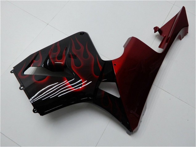 Honda CBR600RR Motorrad Verkleidung Kit 2005-2006 - Glanzendes Schwarz Rot Flamme