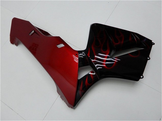 Honda CBR600RR Motorrad Verkleidung Kit 2005-2006 - Glanzendes Schwarz Rot Flamme