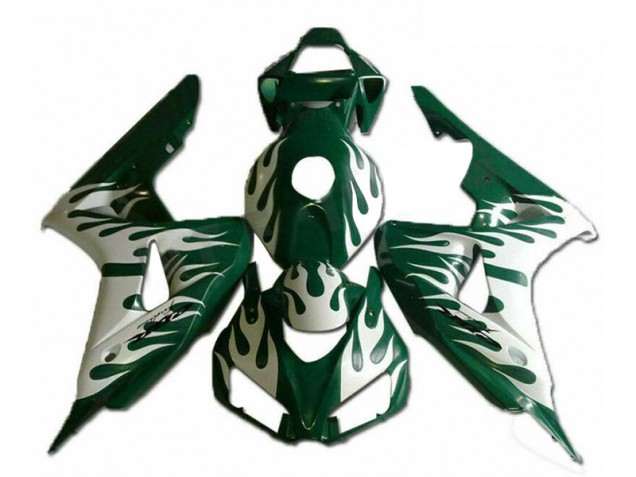 Honda CBR1000RR Motorrad Verkleidung 2006-2007 - Weiss Grun Flamme
