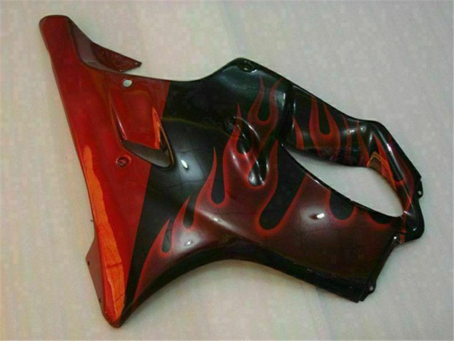 Honda CBR600 F4i Motorrad Verkleidung 2004-2007 - Glanzendes Schwarz Rot Flamme