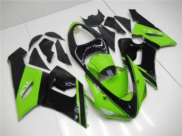 Kawasaki ZX6R Motorrad Verkleidung 2005-2006 - Grun Glanzendes Schwarz