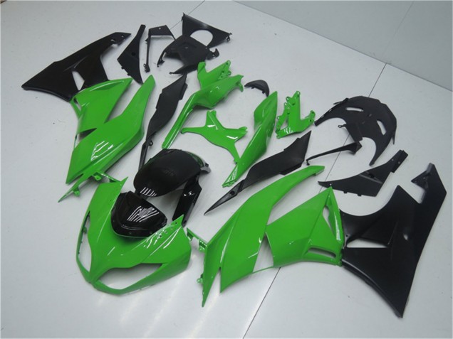 Kawasaki ZX6R Motorrad Verkleidung Kit 2009-2012 - Grun Glanzendes Schwarz