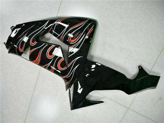 Kawasaki ZX10R Motorrad Verkleidung Kit 2006-2007 - Glanzendes Schwarz Rot Flamme
