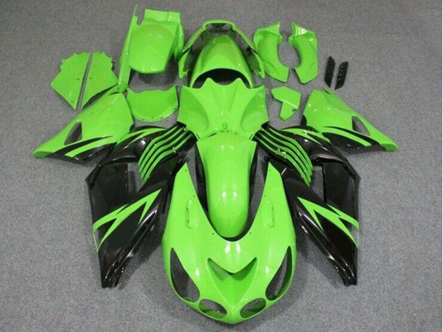 Kawasaki ZX14R ZZR1400 Motorrad Verkleidung 2006-2011 - Grun Glanzendes Schwarz