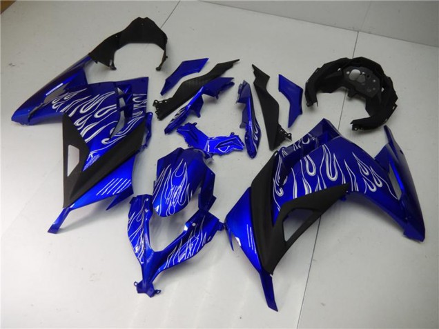 Kawasaki Ninja 300 EX300R Motorrad Verkleidung 2013-2017 - Blau Schwarz Weiss Flamme