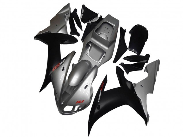 Yamaha YZF R1 Motorrad Verkleidung 2002-2003 - Silber Matt Schwarz