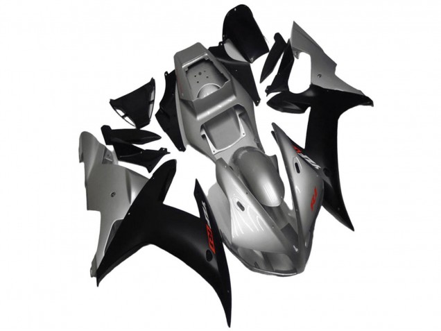 Yamaha YZF R1 Motorrad Verkleidung 2002-2003 - Silber Matt Schwarz