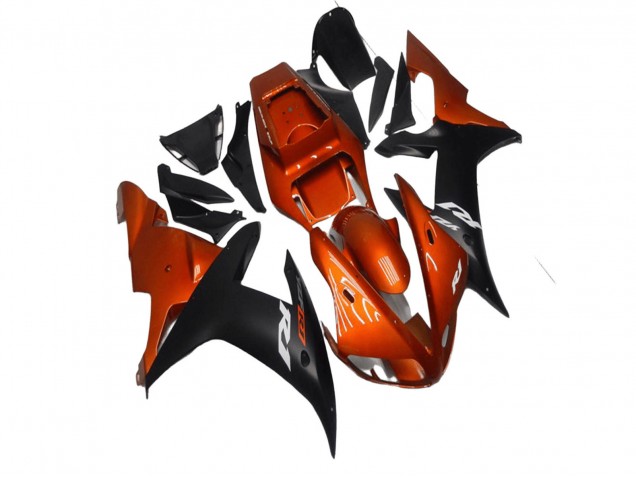 Yamaha YZF R1 Motorrad Verkleidung 2002-2003 - Orange Matt Schwarz