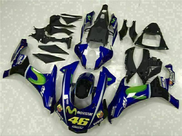 Yamaha YZF R1 Motorrad Verkleidung 2015-2019 - Blau Silber Schwarz Grun MoviStar