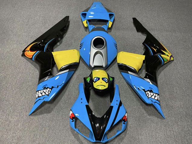 Honda CBR1000RR Motorrad Verkleidung 2006-2007 - Hellblau Gelb Silber Glanzendes Schwarz Hai