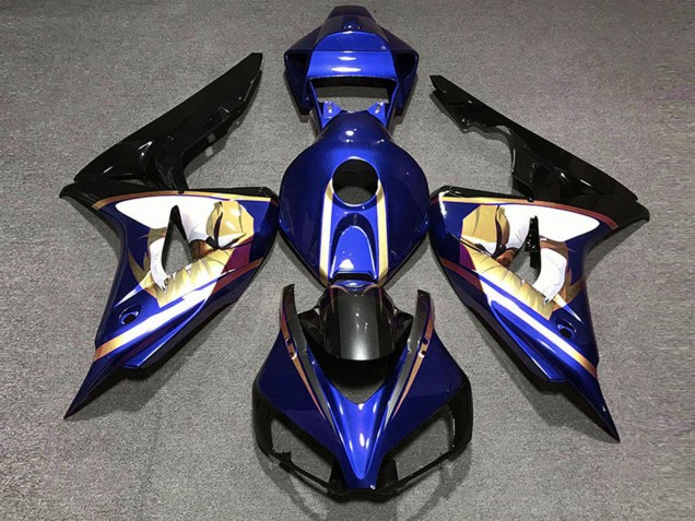 Honda CBR1000RR Motorrad Verkleidung 2006-2007 - Blau Weiss Gold Glanzendes Schwarz