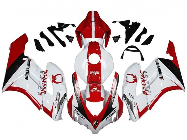 Honda CBR1000RR Motorrad Verkleidung 2004-2005 - Weiss Rot Glanzendes Schwarz Pramac Bridgestone
