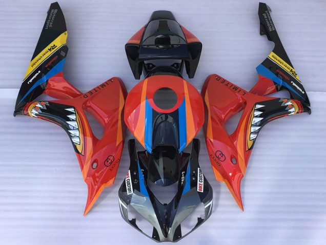 Honda CBR1000RR Motorrad Verkleidung 2006-2007 - Rot Blau Gelb Glanzendes Schwarz Hai