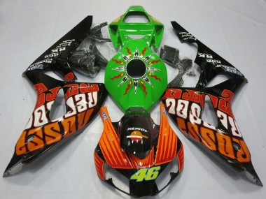 Honda CBR1000RR Motorrad Verkleidung 2006-2007 - Grun Orange Glanzendes Schwarz Rossi 46