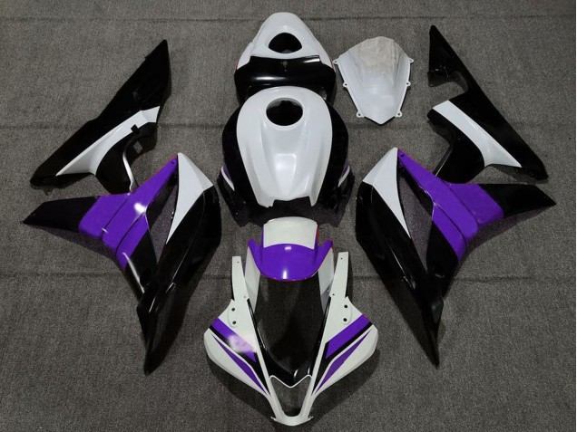 Honda CBR600RR Motorrad Verkleidung 2007-2008 - Weiss Lila Glanzendes Schwarz