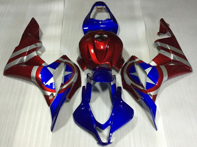 Honda CBR600RR Motorrad Verkleidung 2007-2008 - Rot Silber Blau Captain America