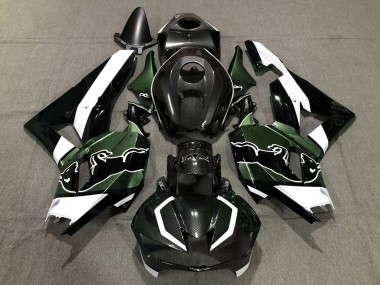 Honda CBR600RR Motorrad Verkleidung 2013-2023 - Schwarzer Carbonfaser Stil Weiss grun Bull