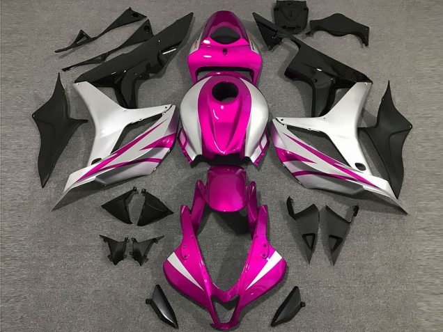 Honda CBR600RR Motorrad Verkleidung 2007-2008 - Silber Rosa Glanzendes Schwarz OEM Stil