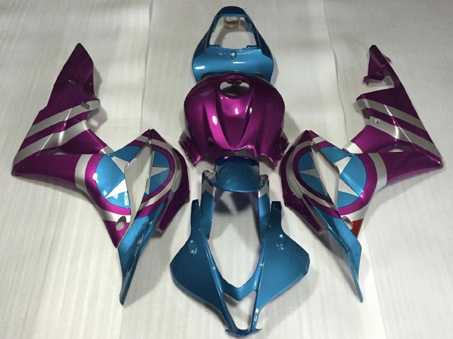 Honda CBR600RR Motorrad Verkleidung 2007-2008 - Lila Hellblau Captain America