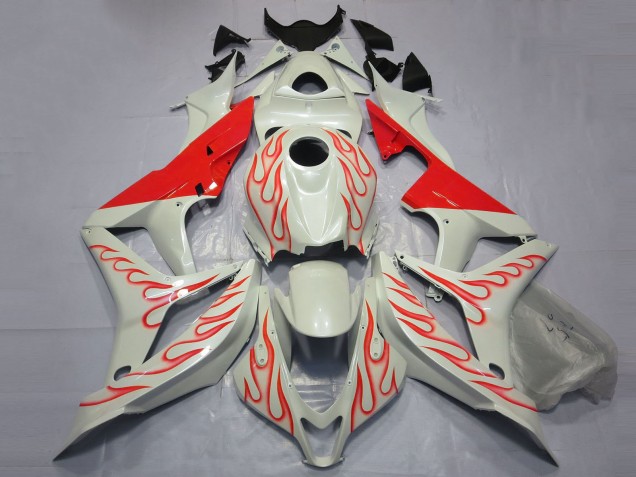 Honda CBR600RR Motorrad Verkleidung 2007-2008 - Weiss Rot Flamme