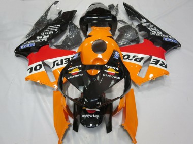Honda CBR600RR Motorrad Verkleidung 2005-2006 - Orange Weiss Rot Glanzendes Schwarz Repsol Man Power