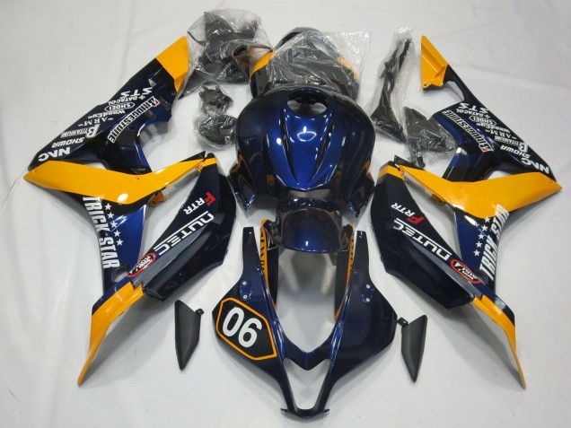 Honda CBR600RR Motorrad Verkleidung 2007-2008 - Orange Blau Glanzendes Schwarz