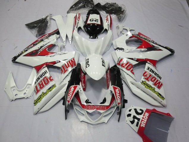 Suzuki GSXR 1000 Motorrad Verkleidung 2009-2016 - Weiss Rot Dunlop 52