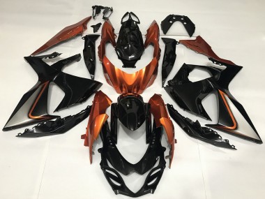 Suzuki GSXR 1000 Motorrad Verkleidung 2009-2016 - Glanzendes Schwarz und Shiny Orange