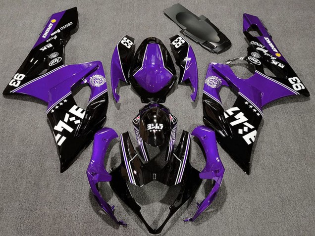 Suzuki GSXR 1000 Motorrad Verkleidung 2005-2006 - Lila Glanzendes Schwarz Weiss