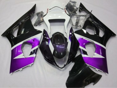 Suzuki GSXR 1000 Motorrad Verkleidung 2003-2004 - Lila Weiss Glanzendes Schwarz