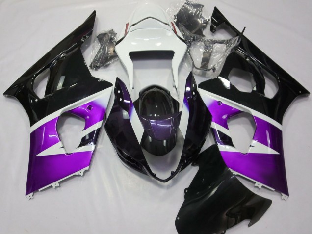Suzuki GSXR 1000 Motorrad Verkleidung 2003-2004 - Lila Weiss Glanzendes Schwarz