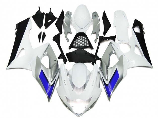 Suzuki GSXR 1000 Motorrad Verkleidung 2005-2006 - Glanzendes Weiss Silber Blau