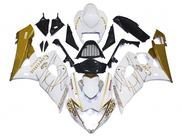 Suzuki GSXR 1000 Motorrad Verkleidung 2005-2006 - Weiss Gold Corona Massgeschneidert