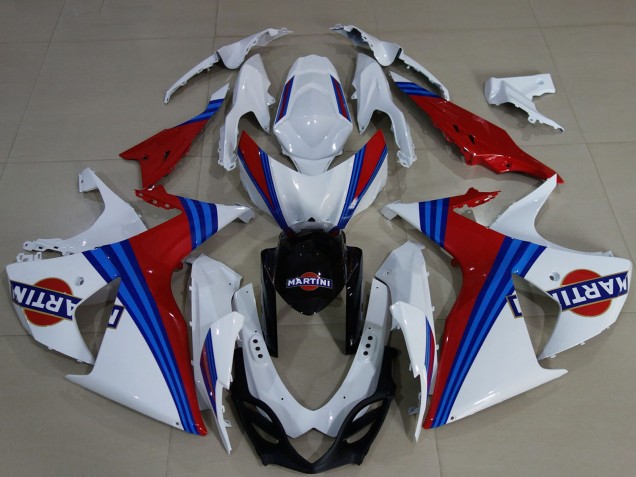Suzuki GSXR 1000 Motorrad Verkleidung 2009-2016 - Weiss Blau Rot Martini