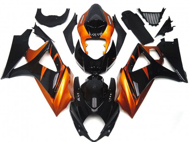 Suzuki GSXR 1000 Motorrad Verkleidung 2007-2008 - Orange Glanzendes Schwarz