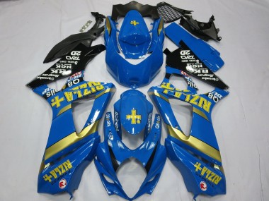 Suzuki GSXR 1000 Motorrad Verkleidung 2007-2008 - Blau Gold Schwarz Rizla